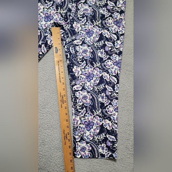 Talbots Perfect Crop Colorful Purple Floral Cropped Pants Size 10P - Picture 8 of 12
